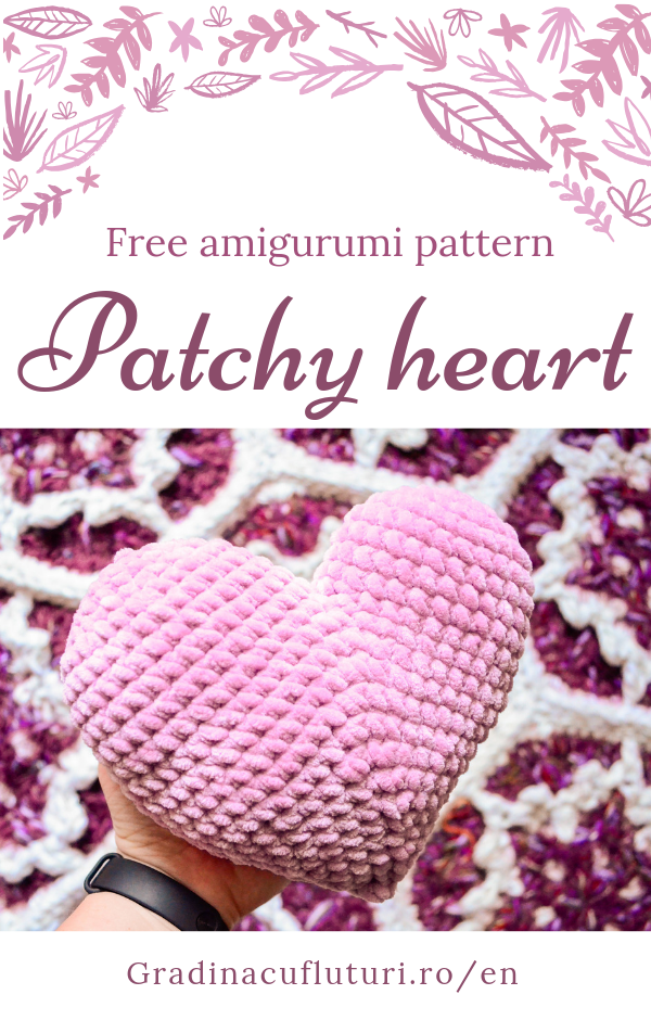 Patchy heart free amigurumi crochet pattern