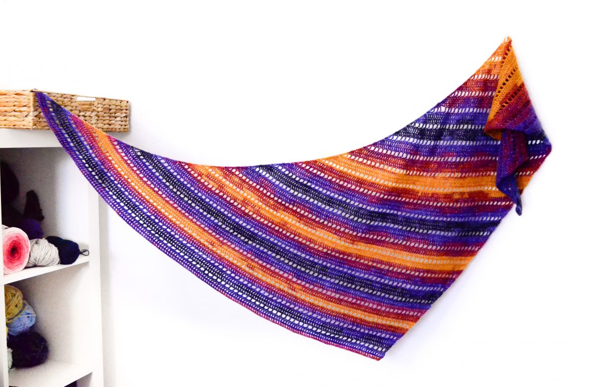 Rainbow Kizilkaya crescent shawl
