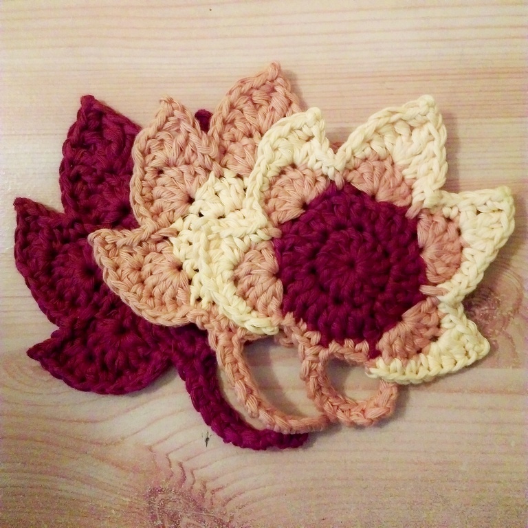 Crochet autumn leaves coaster - some finished