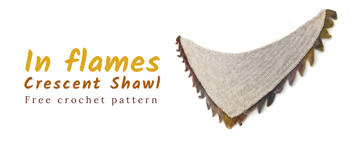 Free In flames Crochet Crescent Shawl cover